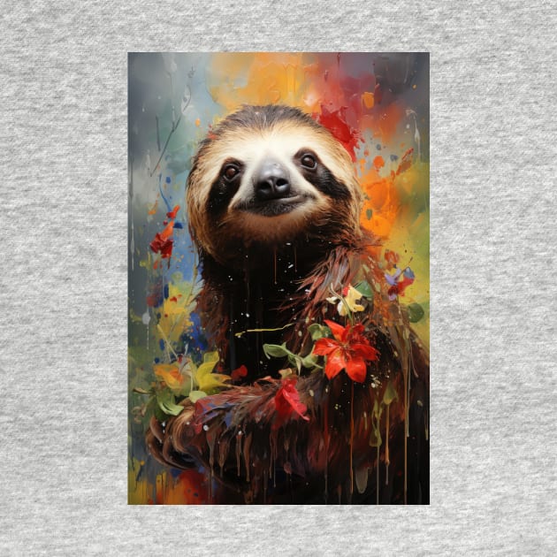 Tropical Floral Sloth by JensenArtCo